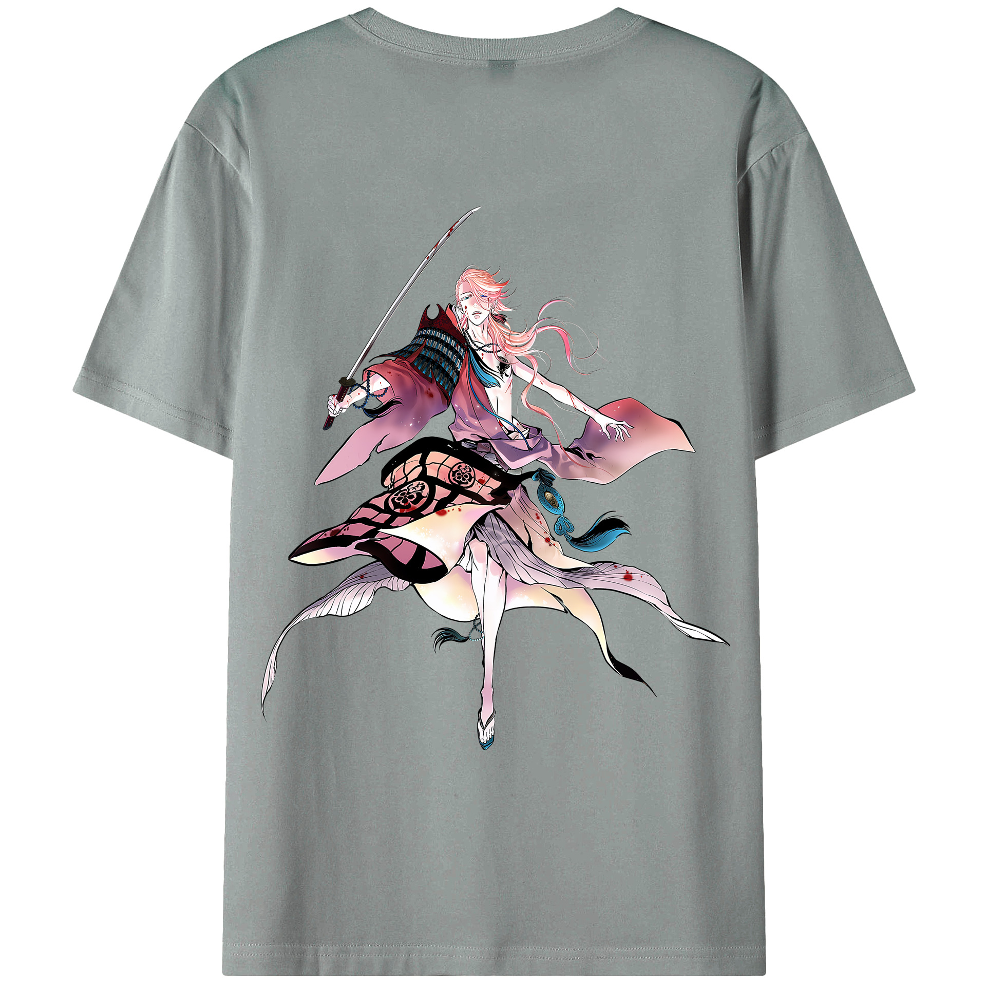 （画像用） 刀剣乱舞 Touken Ranbu 綿100％ メンズ半袖Tシャツ（バックプリント） 通気性